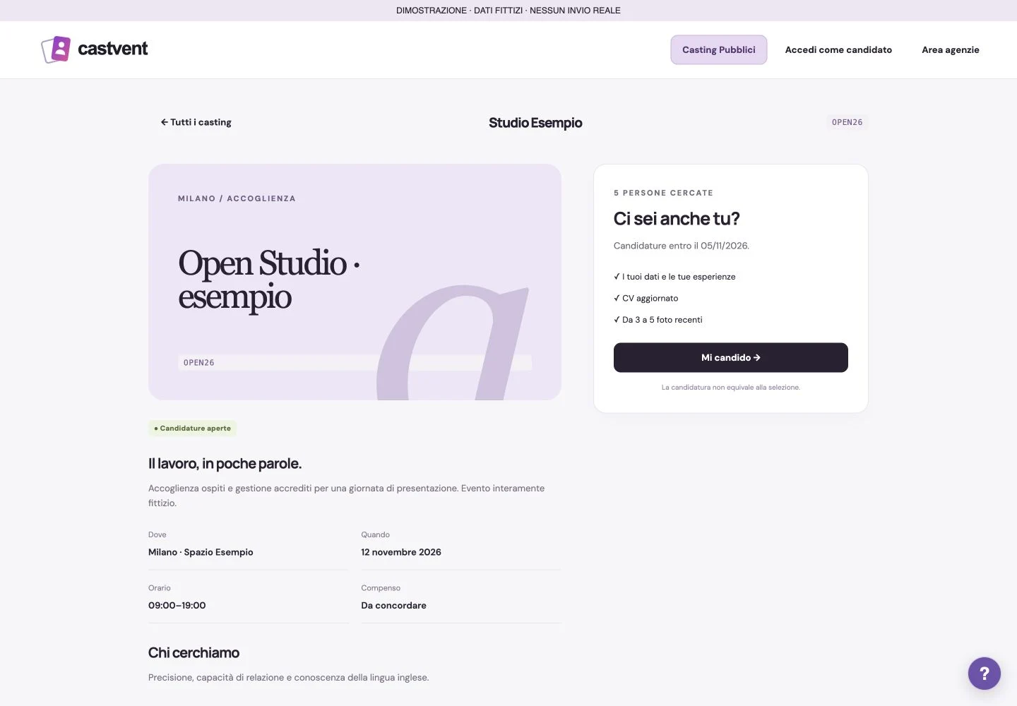 Pubblica l’annuncio — Open Studio